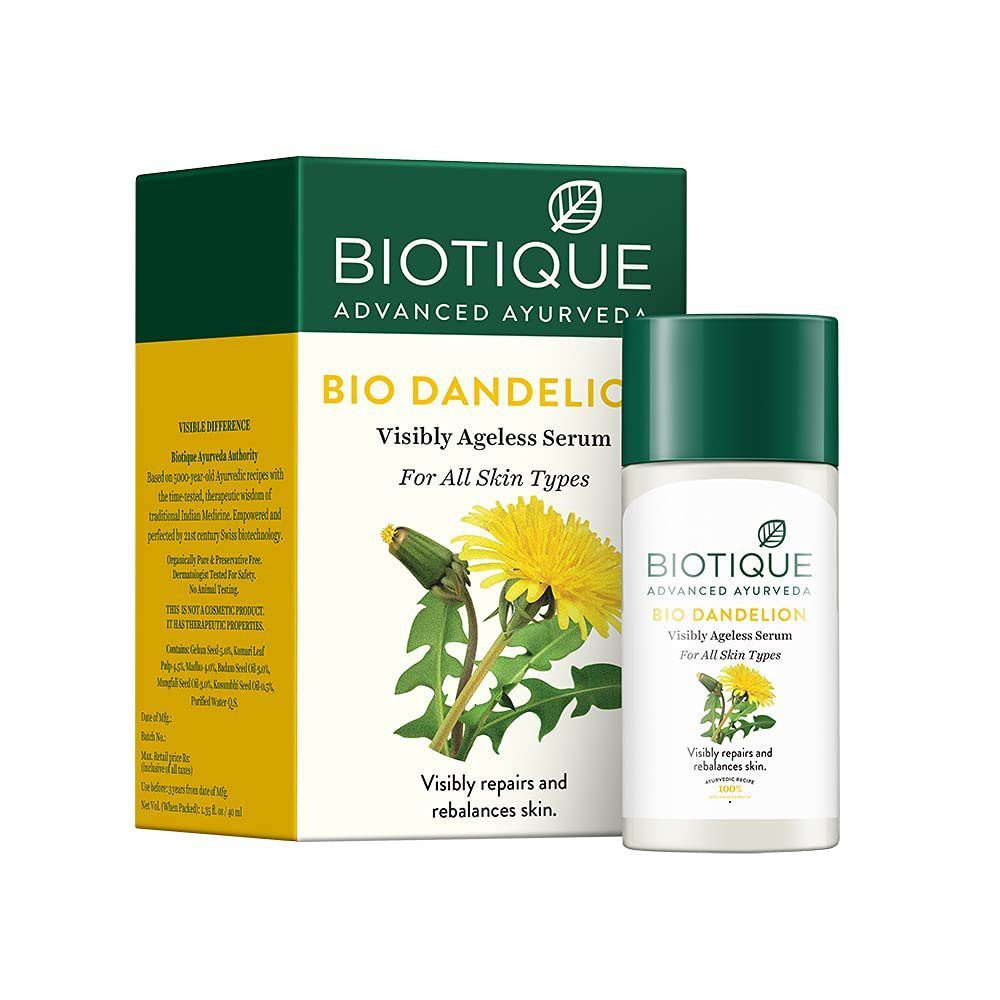 Biotique Bio Dandelion Visibly Ageless Serum | Best Face Serums for Men in India Under ₹500 | allstarchoices.com